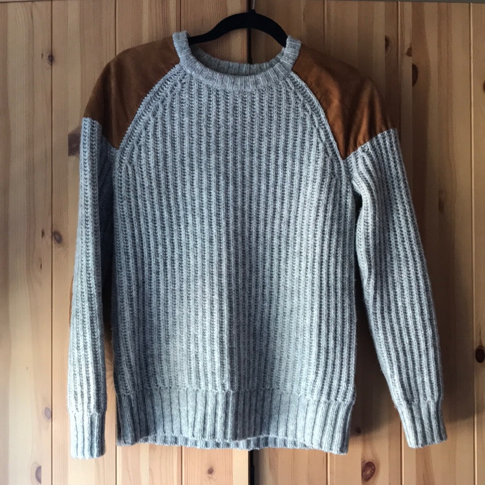 Madewell sweater with leather elbow pads